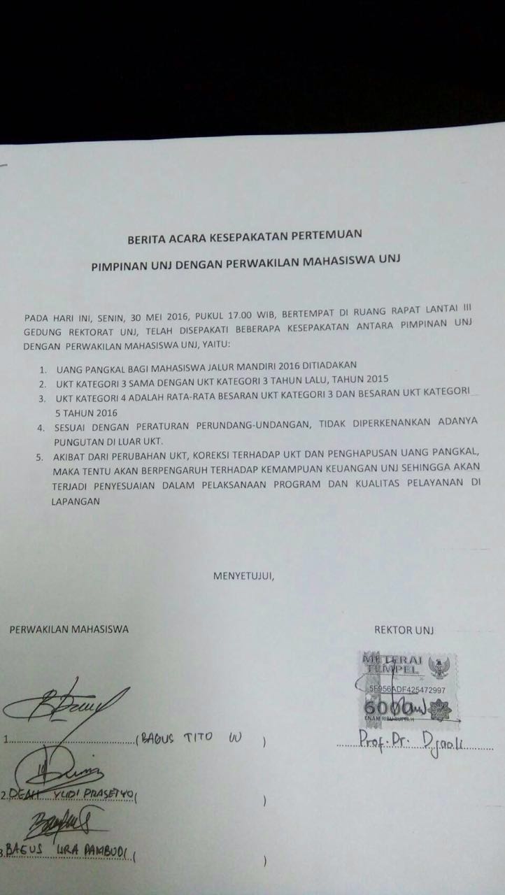 Berita Acara Rektor UNJ